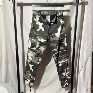 Black and white camp cargo pants